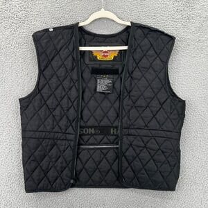 Harley Davidson Jacket Liner Mens Medium Black Quilted Inner Removable Vest
